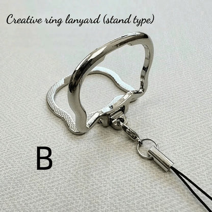 2-In-1 Multifunctional Phone Lanyard Holder, Portable Slouchy Bracket, Metal Folding Ring Pendant Phone/Tablet Stand, Suitable As Birthday/Holiday Gift For Mother, Family And Friends