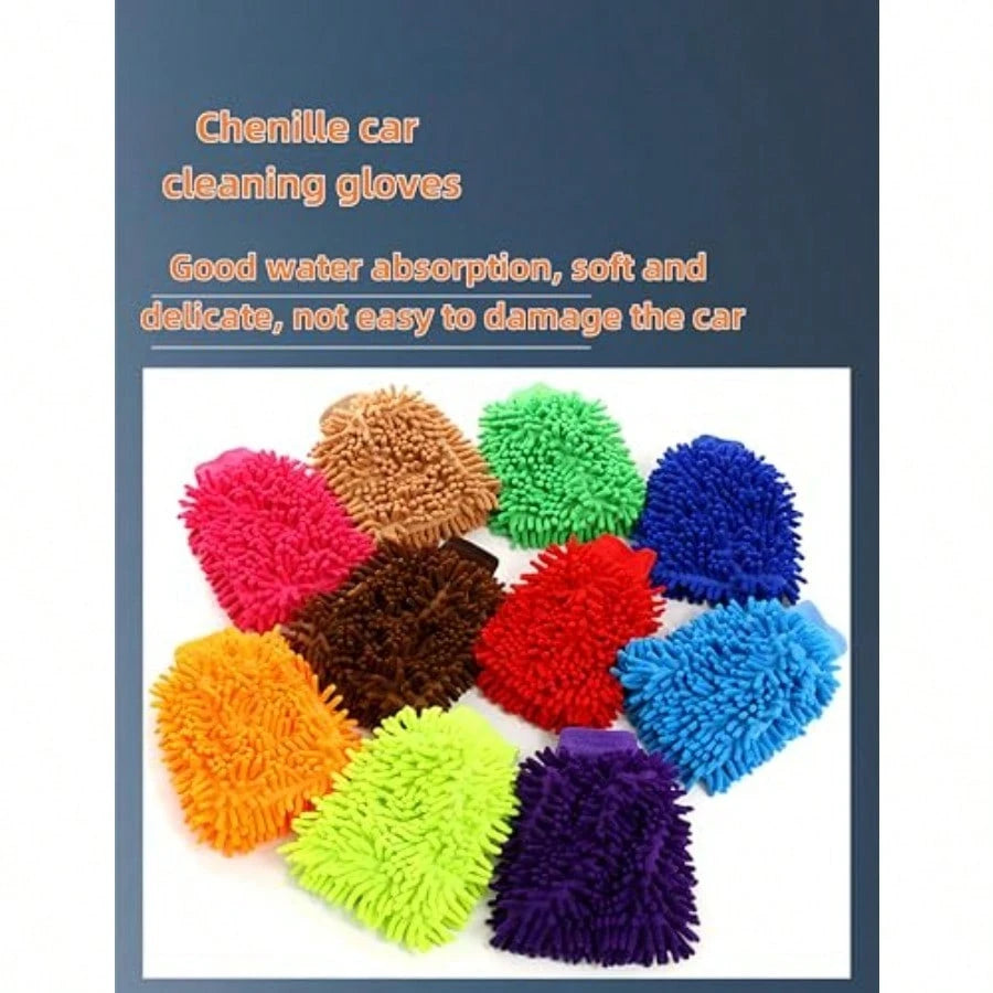 2-Pack Cleaning Mitts, Dusting Gloves Microfiber Washing Mitts, Polish Mitts For House And Car Grey
