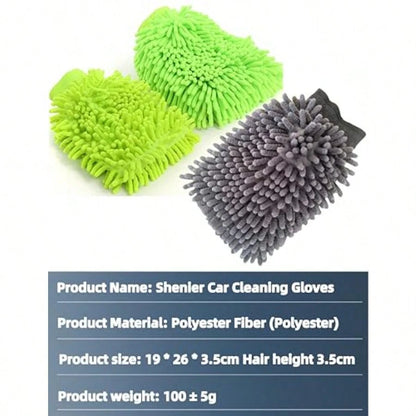 2-Pack Cleaning Mitts, Dusting Gloves Microfiber Washing Mitts, Polish Mitts For House And Car Grey