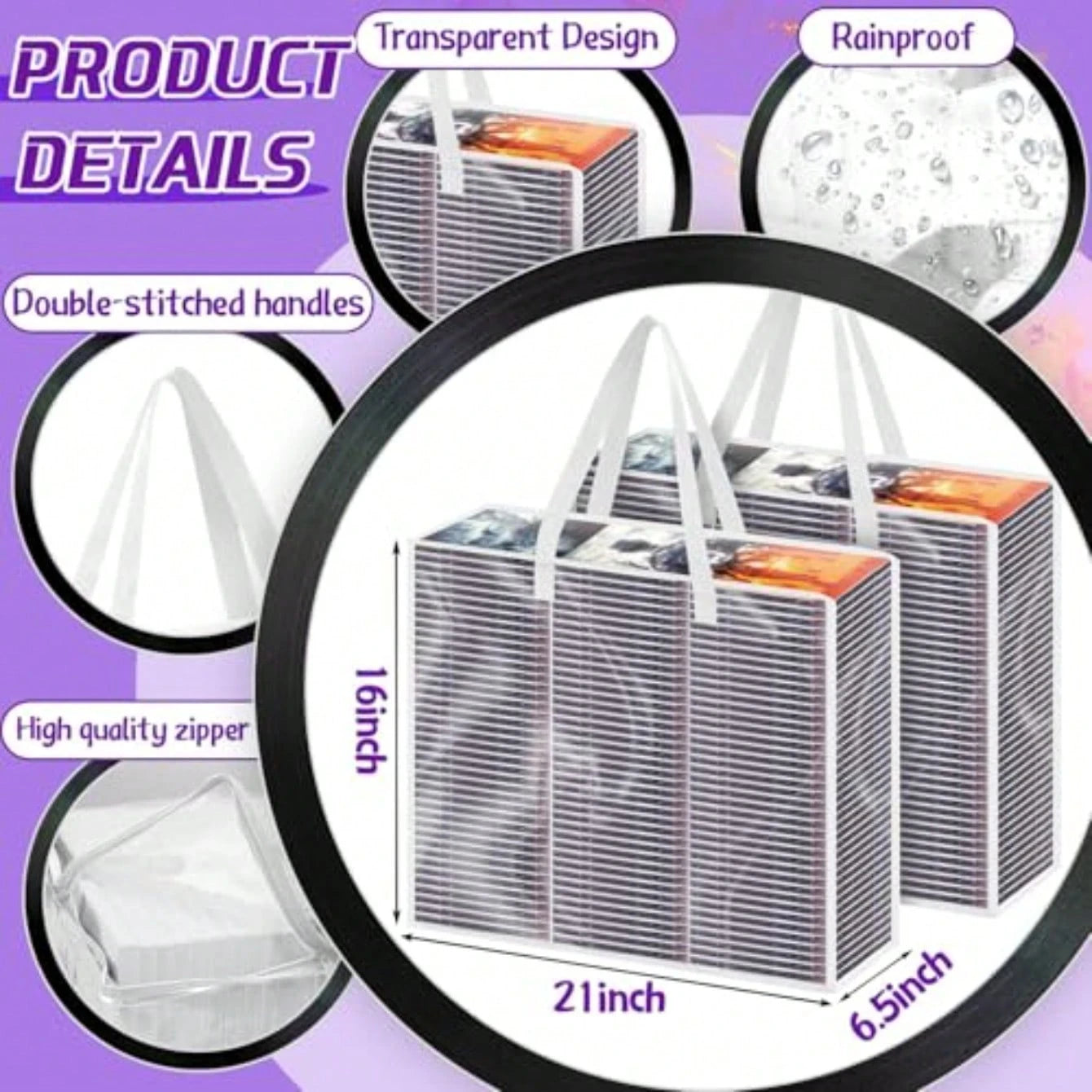 2 Packs Extra Large DVD Storage Bags, Storage Case Holder Organizer Holds Up To 360 DVDs Plastic Bags Video With Carrying Handles And Zipper, Media Organizer For Movie VHS