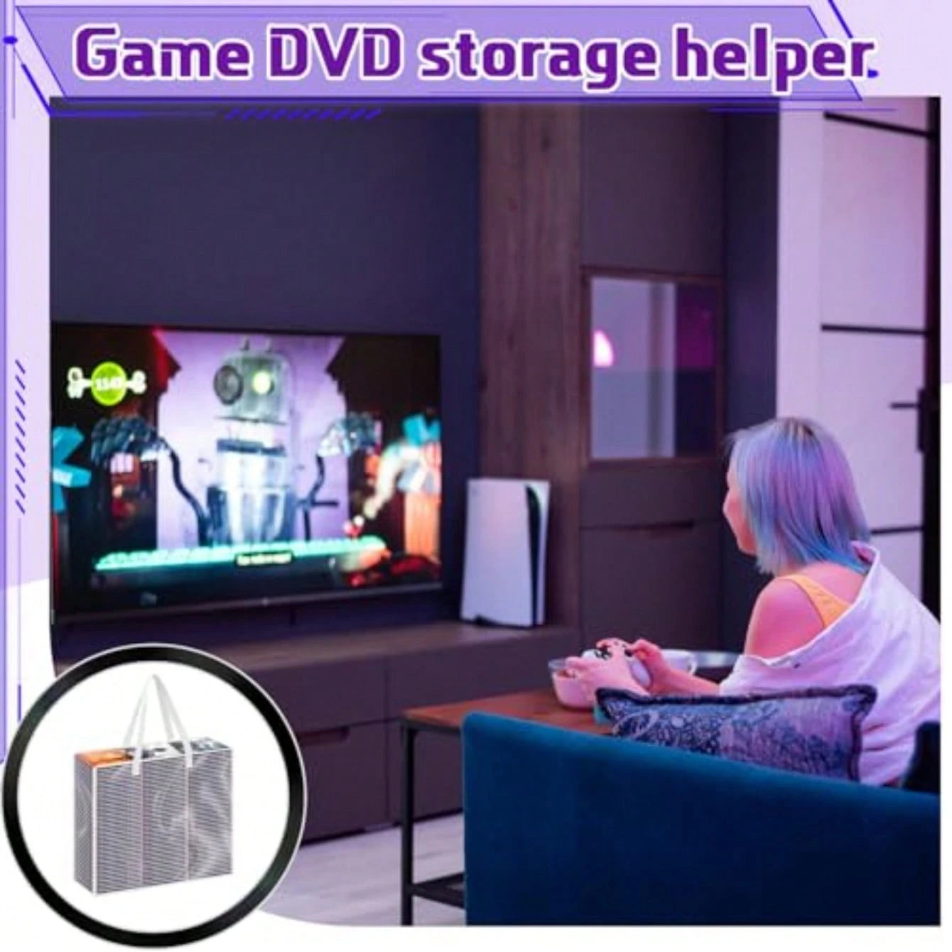 2 Packs Extra Large DVD Storage Bags, Storage Case Holder Organizer Holds Up To 360 DVDs Plastic Bags Video With Carrying Handles And Zipper, Media Organizer For Movie VHS