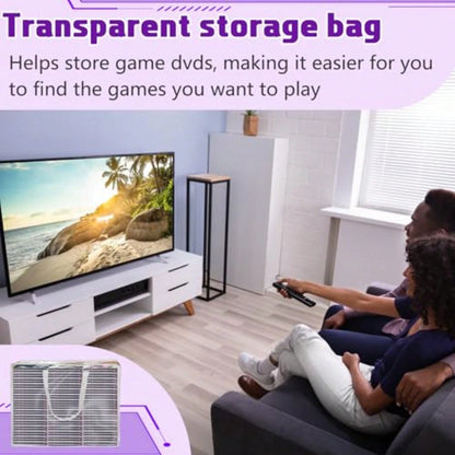 2 Packs Extra Large DVD Storage Bags, Storage Case Holder Organizer Holds Up To 360 DVDs Plastic Bags Video With Carrying Handles And Zipper, Media Organizer For Movie VHS