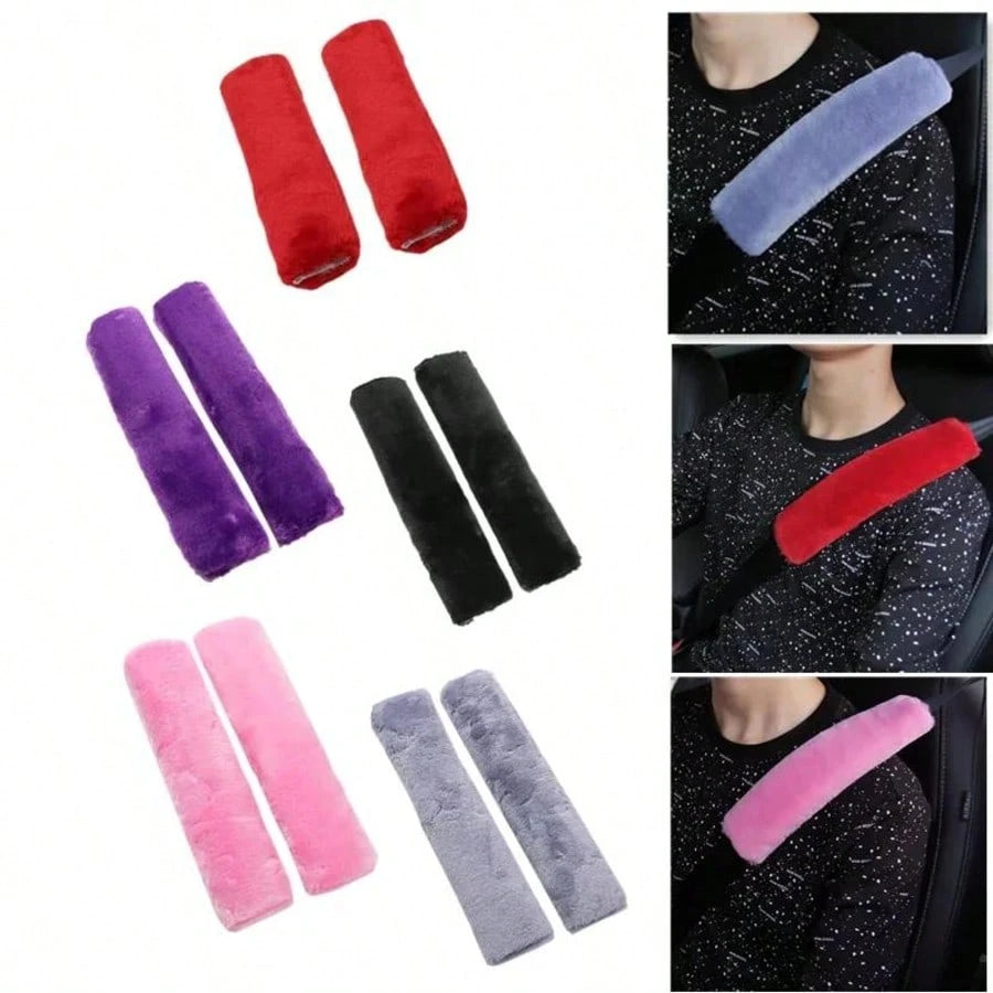 2 Packs Plush Seat Belt Covers Warm Shoulder Belt Covers Faux Fur Car Supplies Plush Seat Belt Covers For Backpacks For Men And Women