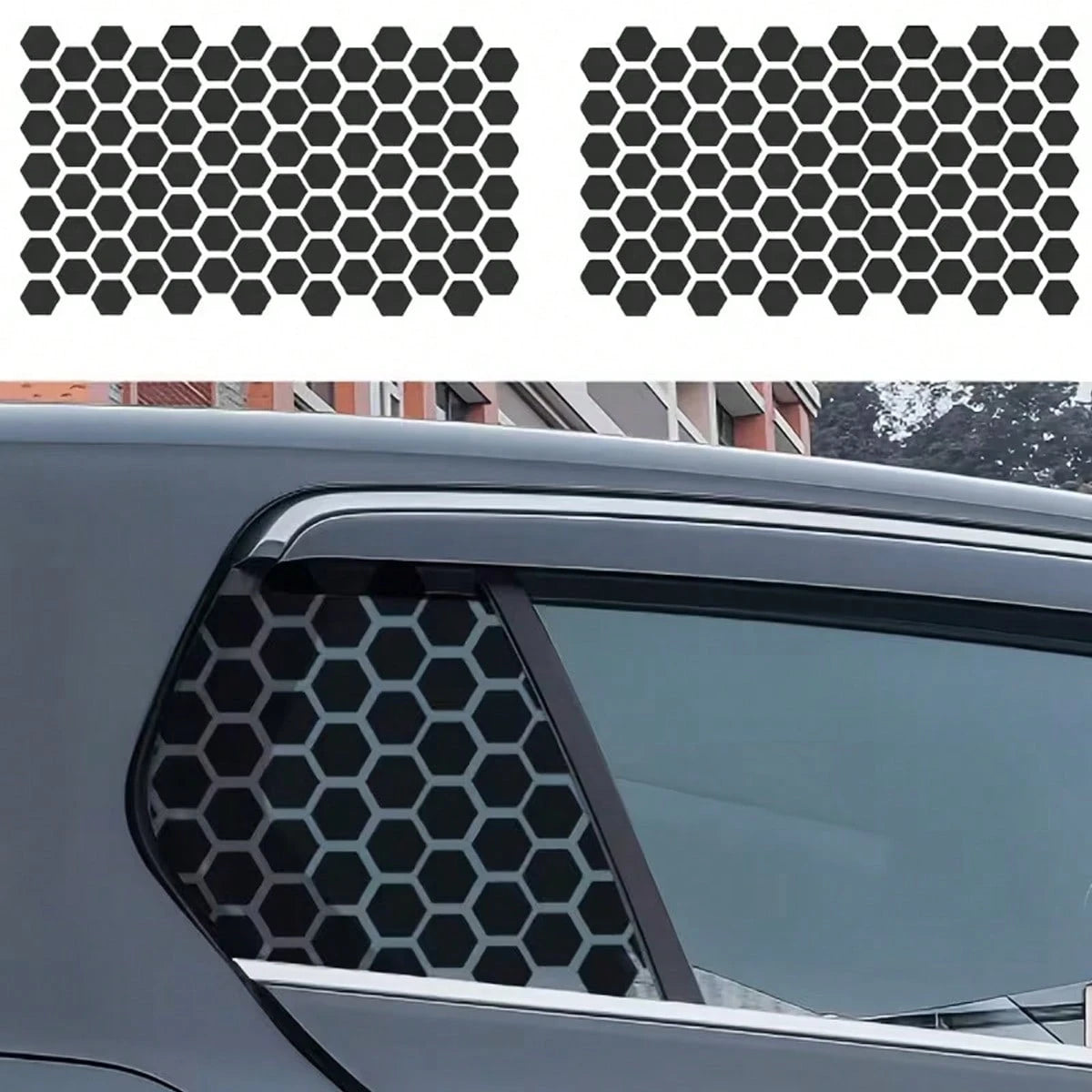 2 Pieces Set Of GM Window Film Decoration, Self-Adhesive Hexagonal Honeycomb Vinyl Stickers, Truck Side Window Honeycomb Stickers, Waterproof, Sunproof, Scratch-Resistant, Durable Stickers, Classic Pa