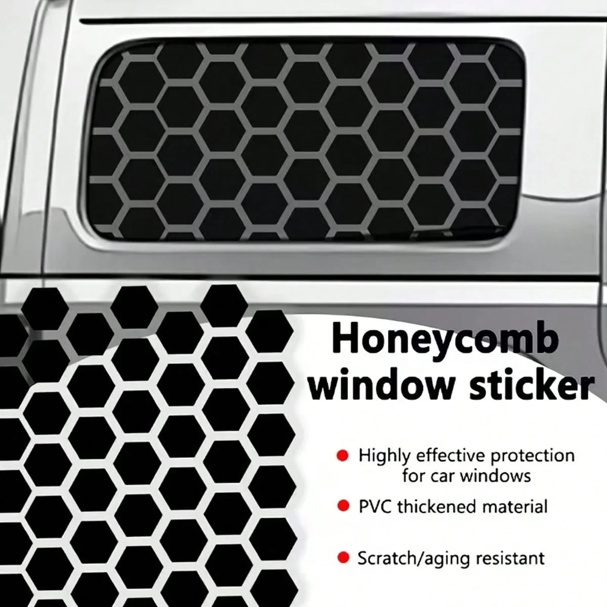 2 Pieces Set Of GM Window Film Decoration, Self-Adhesive Hexagonal Honeycomb Vinyl Stickers, Truck Side Window Honeycomb Stickers, Waterproof, Sunproof, Scratch-Resistant, Durable Stickers, Classic Pa