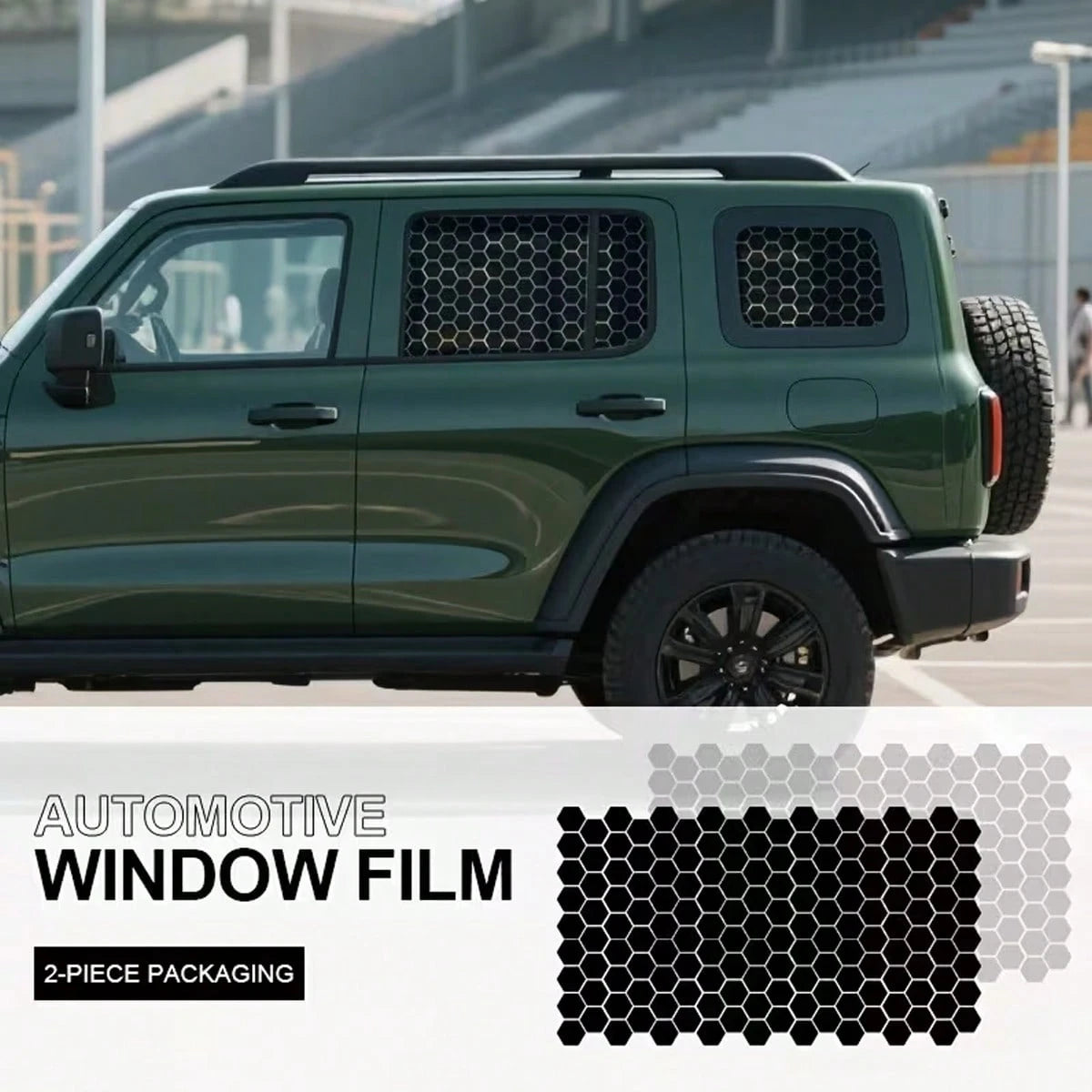 2 Pieces Set Of GM Window Film Decoration, Self-Adhesive Hexagonal Honeycomb Vinyl Stickers, Truck Side Window Honeycomb Stickers, Waterproof, Sunproof, Scratch-Resistant, Durable Stickers, Classic Pa