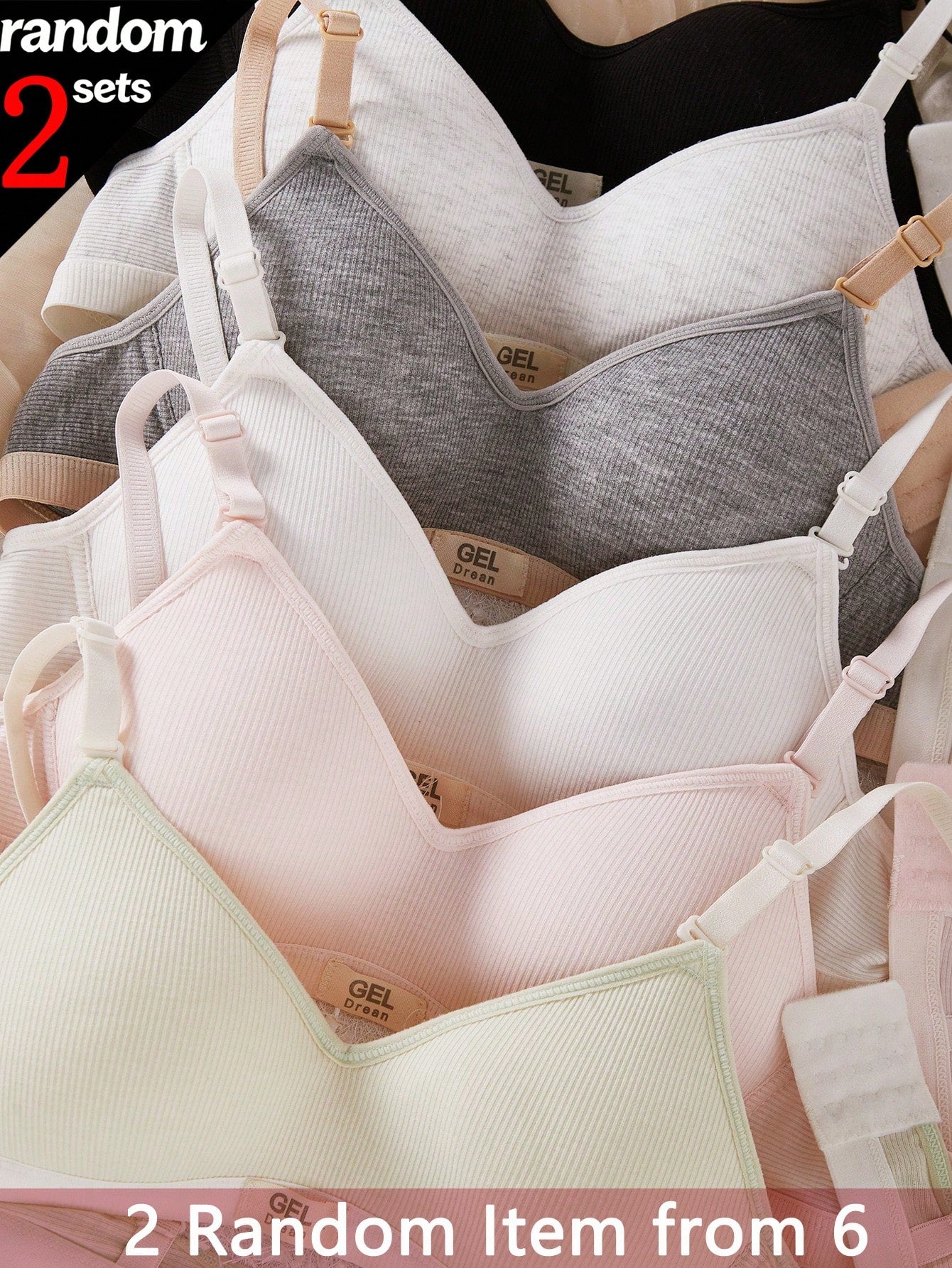 [2 Randomly Sent]Teen GirlThin Seamless Non-Wired Bra, Developmental Period Student Bra, Versatile Comfortable Underwear