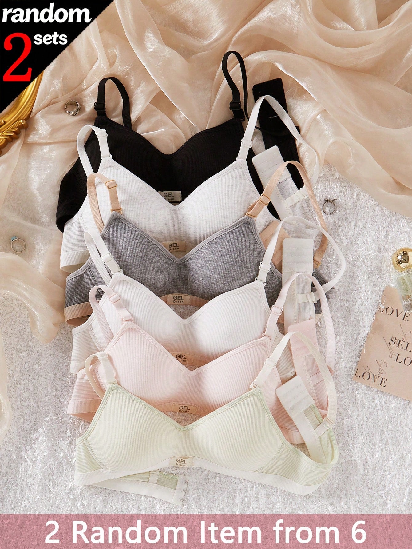 [2 Randomly Sent]Teen GirlThin Seamless Non-Wired Bra, Developmental Period Student Bra, Versatile Comfortable Underwear