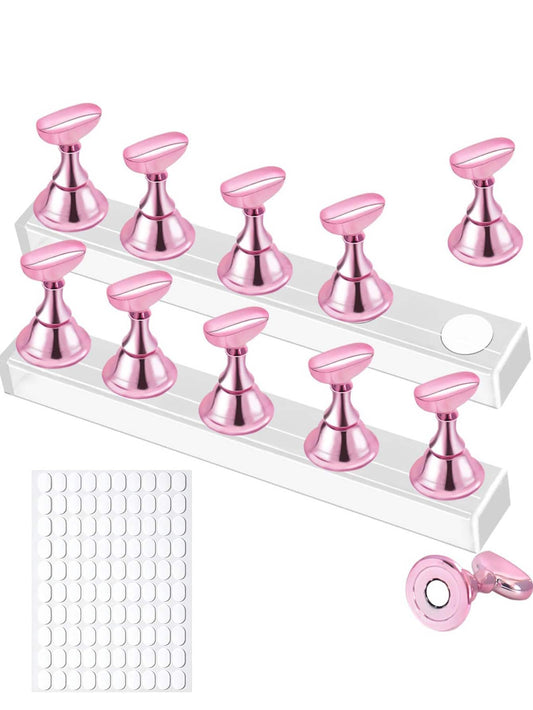 2 Set Nail Stand, Nail Holder Stand With 100 Pcs Double Sided Tape, Press On Nail Stand, Nail Practice Hand,Nail Holder For Painting Nails, For Nail Art Display, Home DIY Beginner Salon Supplies