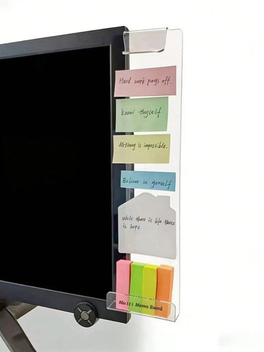 2 Sets Acrylic Monitor Memo Holder With Phone Stand, Transparent Desk Organizer For Home & Office