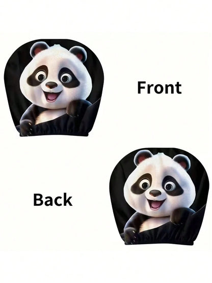 2 Sets Of Cute Baby Panda Printed Car Headrest Covers, Universal Stylish Seat Protectors, Suitable For Long-Distance Travel, Business Trips, Date Nights And Car Decoration, Enhancing The Driving Exper
