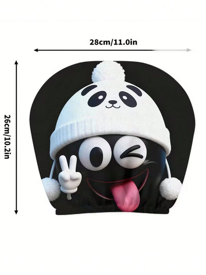 2 Sets Of Funny And Quirky White Smiling Face Hat-Printed Car Headrest Covers, Fashionable And Amusing Car Interior Accessories. They Are Free Of Filling Materials, Easy To Install And Clean. Suitable
