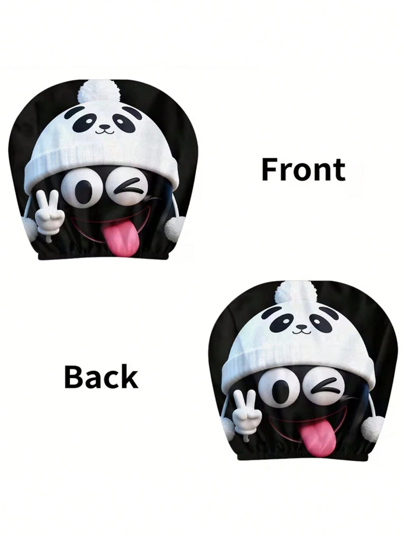 2 Sets Of Funny And Quirky White Smiling Face Hat-Printed Car Headrest Covers, Fashionable And Amusing Car Interior Accessories. They Are Free Of Filling Materials, Easy To Install And Clean. Suitable