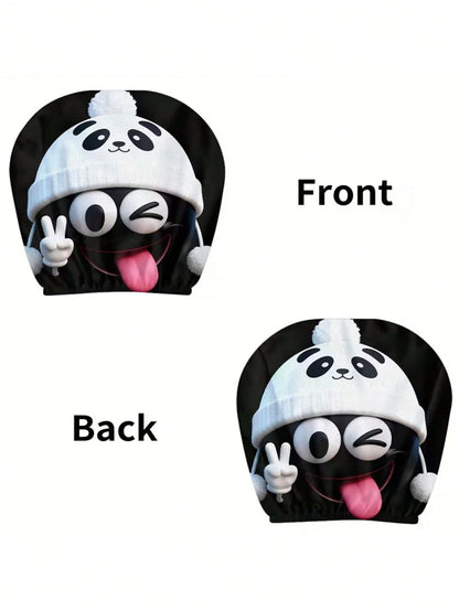 2 Sets Of Funny And Quirky White Smiling Face Hat-Printed Car Headrest Covers, Fashionable And Amusing Car Interior Accessories. They Are Free Of Filling Materials, Easy To Install And Clean. Suitable