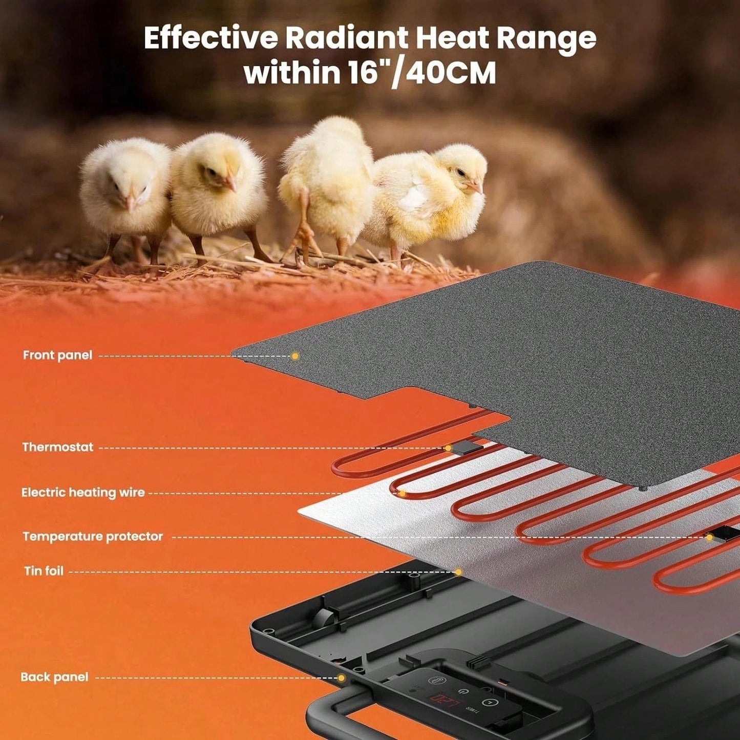 200W C-Hicken Coop Heater S-Afe Radiant Spae Heat Energy Chick Pet Cat Dog Warmer
