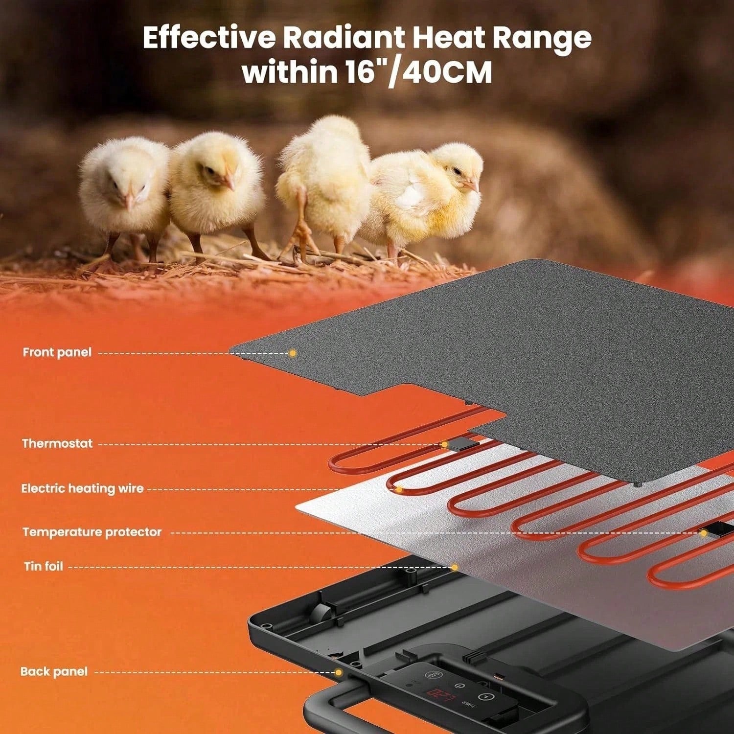 200W C-Hicken Coop Heater S-Afe Radiant Spae Heat Energy Chick Pet Cat Dog Warmer