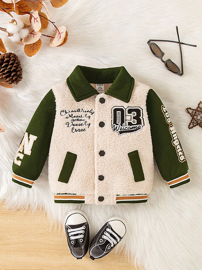 2024 New Autumn/Winter Fashion Street Style Lapel Jacket For Baby Boys Fall