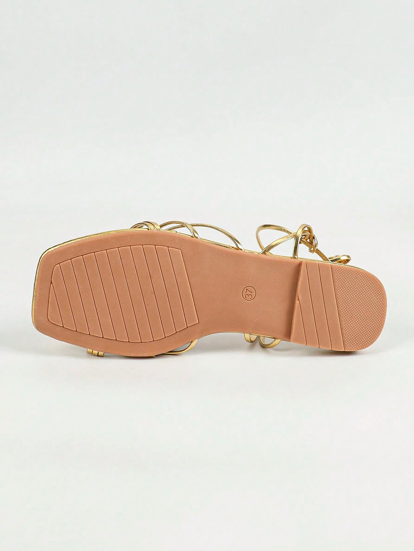 2024 Women's Casual, Homewear, Beach, Minimalist Collegiate Style, Gold-Colored Texture, Sexy Tie-Up Flat Sandals