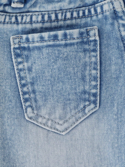 2025 Autumn Baby Girl Cute Cross Applique Straight Leg Jeans,Vintage Distressed Denim Set,Pink And Blue Casual Back-To-School,Retro Christian Clothes