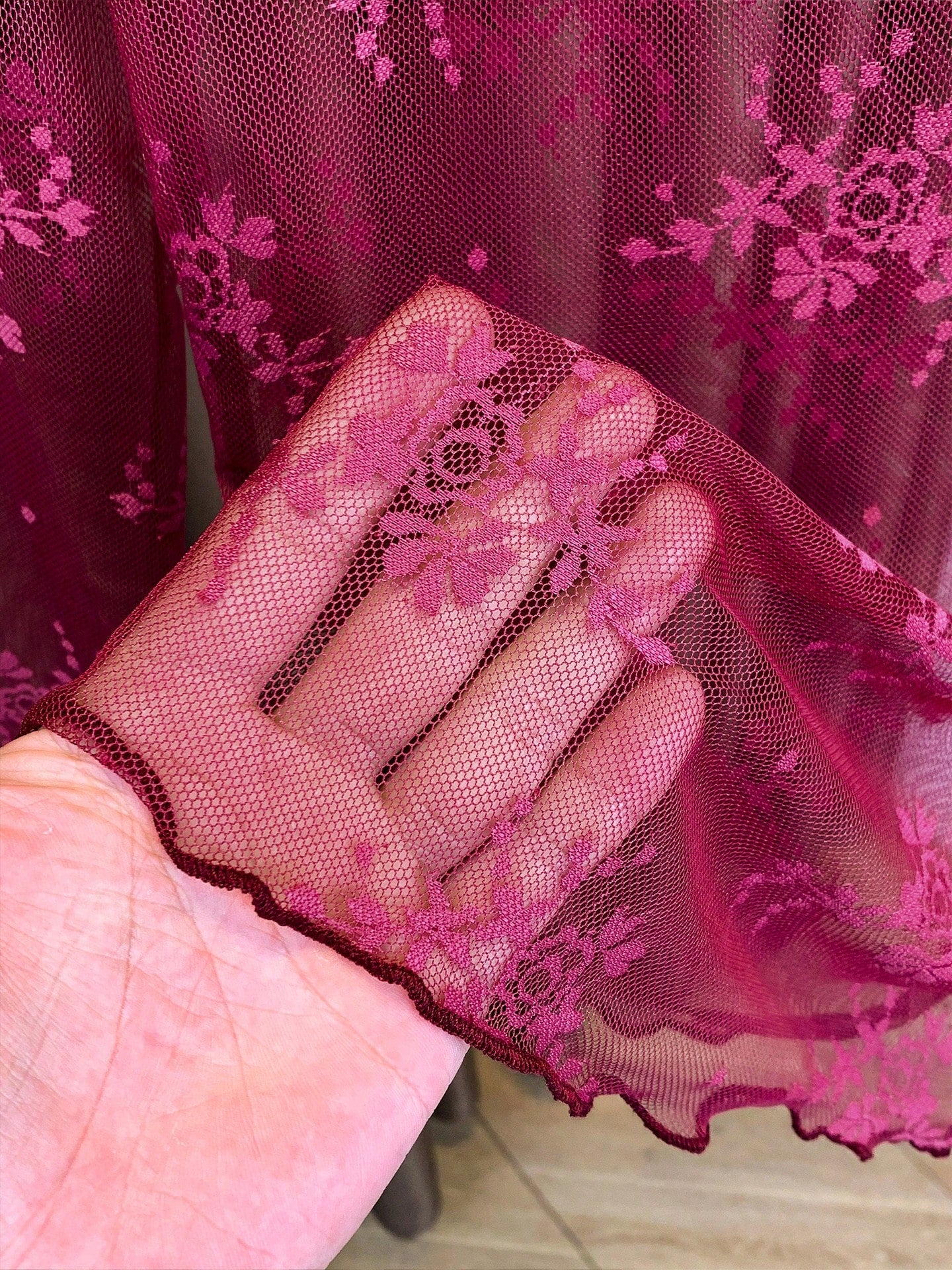 2025 New High Neck Lace Layered Mesh Sheer Blouse, Long Sleeve Thin Gauze Undershirt For Spring, Summer & Autumn Casual