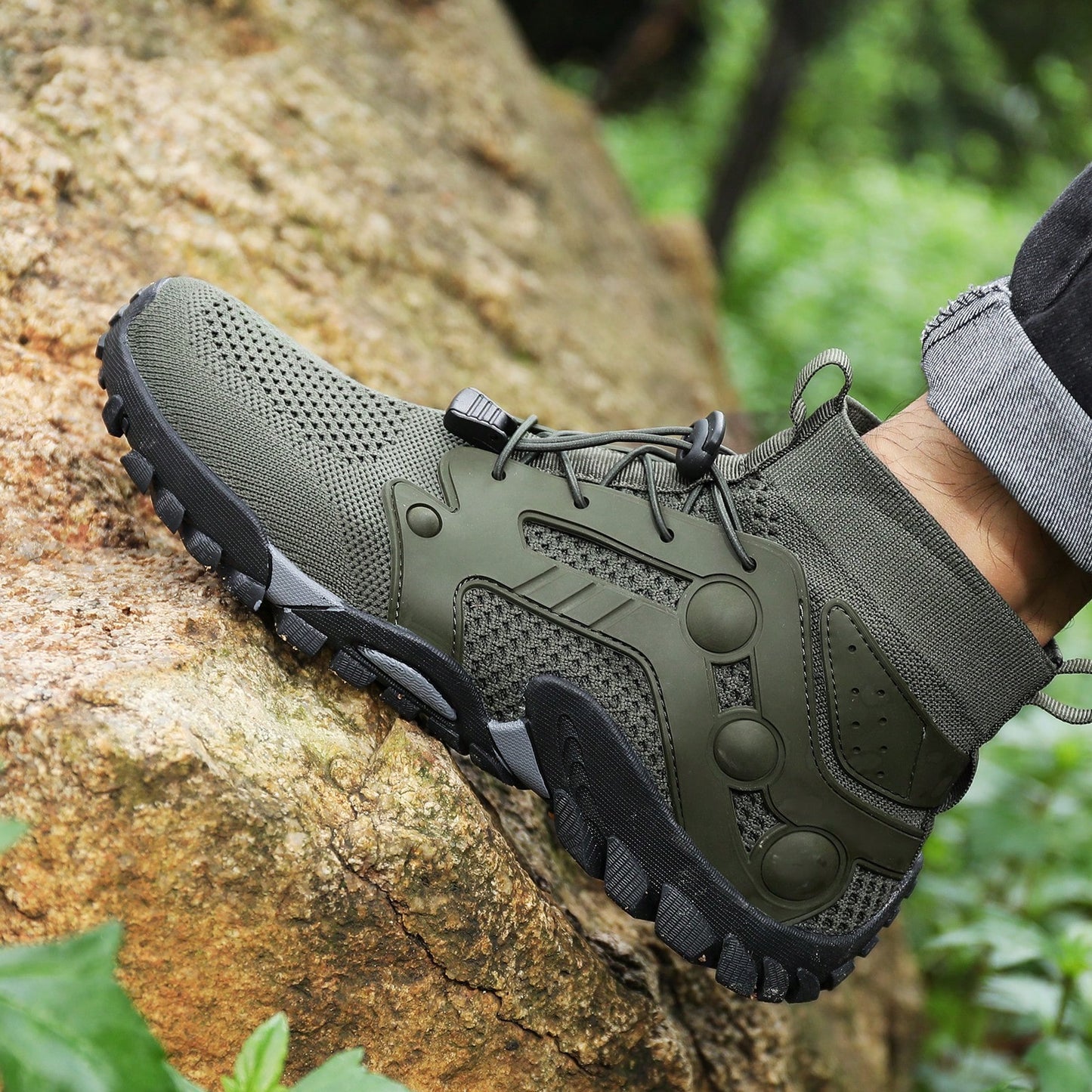 2025 New Waterproof Hiking Boots For Men, Plus Size Outdoor Trekking Shoes, High-Top Rubber Climbing Mountain Sneakers For Autumn/Winter