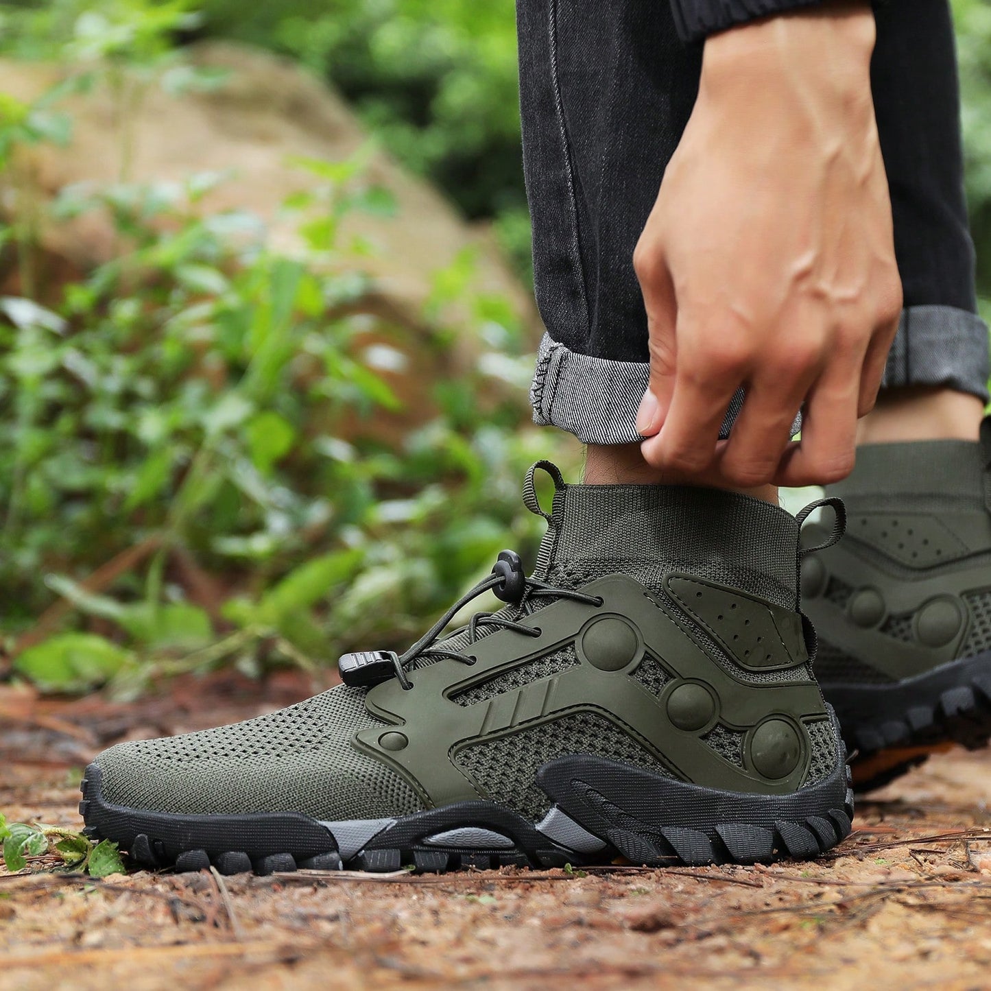 2025 New Waterproof Hiking Boots For Men, Plus Size Outdoor Trekking Shoes, High-Top Rubber Climbing Mountain Sneakers For Autumn/Winter
