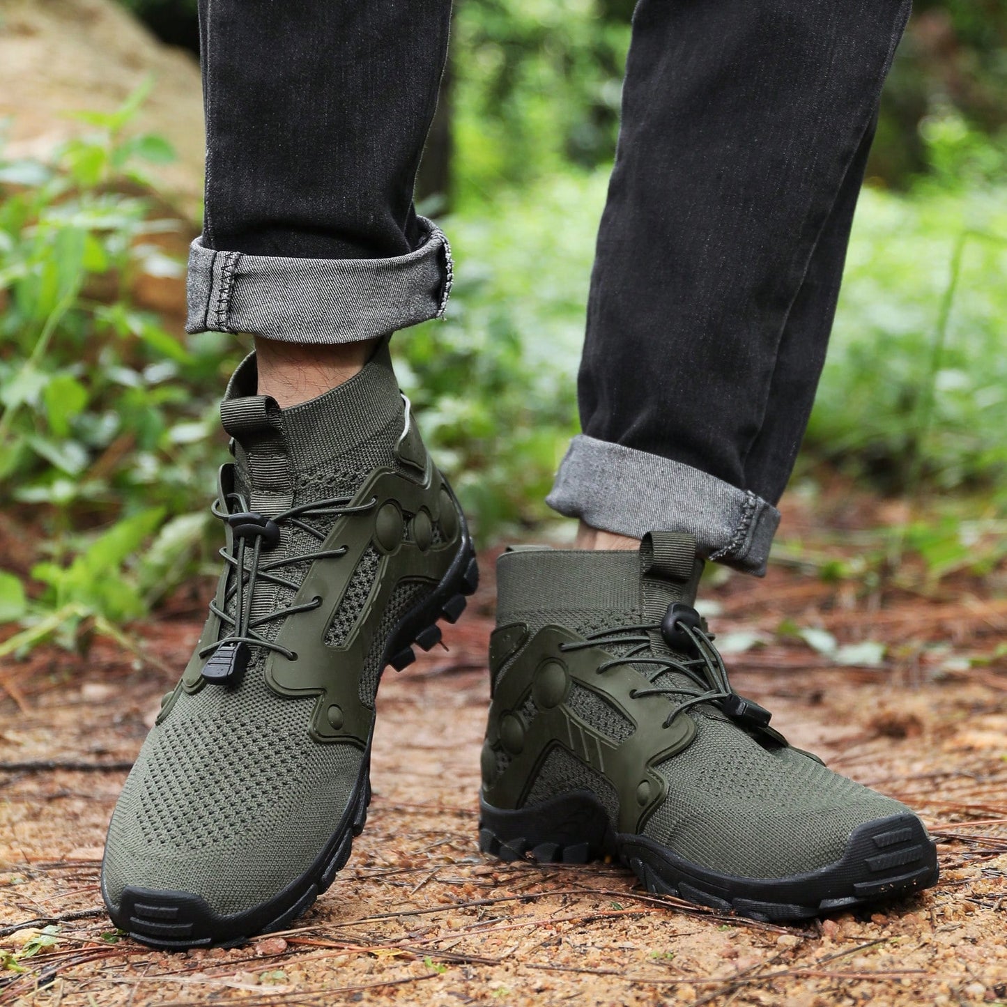 2025 New Waterproof Hiking Boots For Men, Plus Size Outdoor Trekking Shoes, High-Top Rubber Climbing Mountain Sneakers For Autumn/Winter