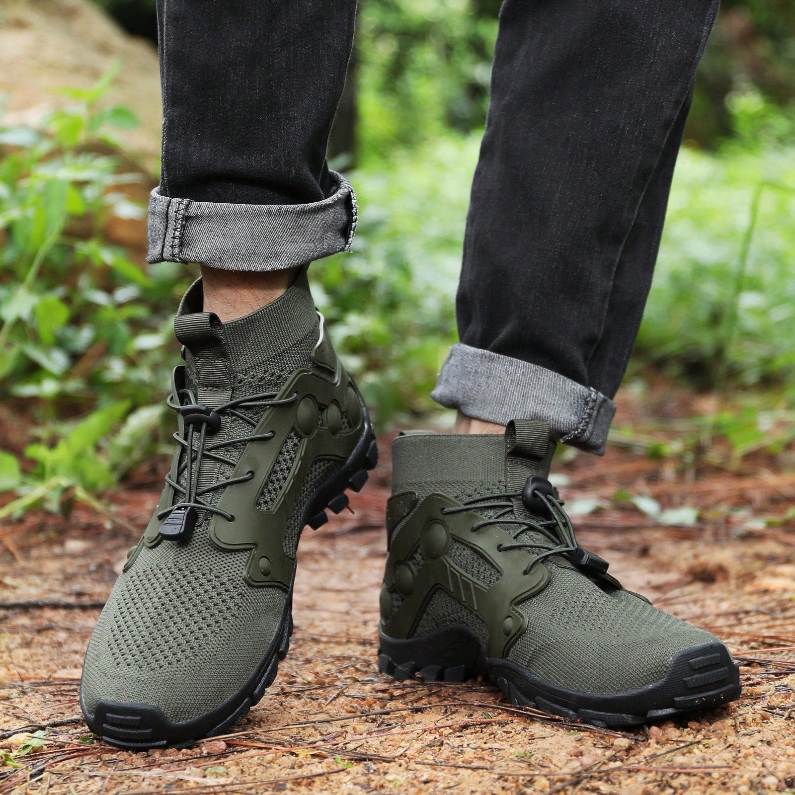 2025 New Waterproof Hiking Boots For Men, Plus Size Outdoor Trekking Shoes, High-Top Rubber Climbing Mountain Sneakers For Autumn/Winter