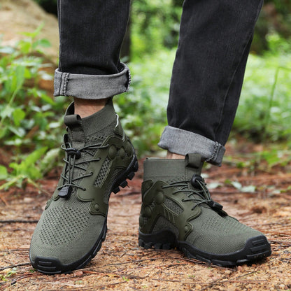 2025 New Waterproof Hiking Boots For Men, Plus Size Outdoor Trekking Shoes, High-Top Rubber Climbing Mountain Sneakers For Autumn/Winter