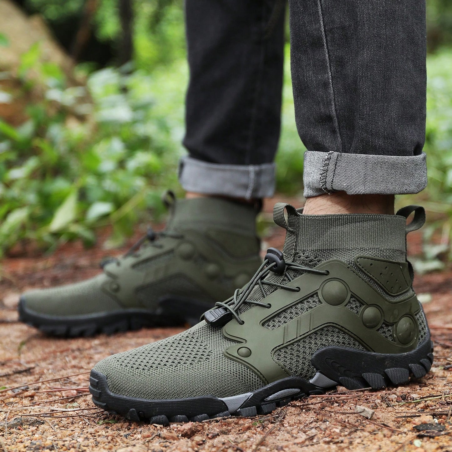 2025 New Waterproof Hiking Boots For Men, Plus Size Outdoor Trekking Shoes, High-Top Rubber Climbing Mountain Sneakers For Autumn/Winter
