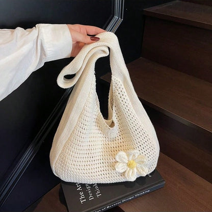 2025new One Shoulder Woven Bag, New Vacation Casual Beach Bag, Crochet Woven Tote Handbag, Back To School Student Project Bag