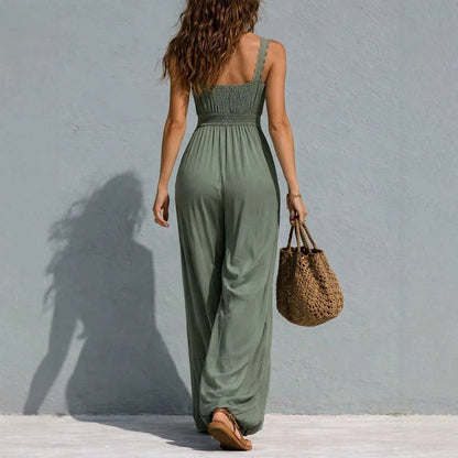 2026 European And American Women's Clothing, Solid Color Strapless Sleeveless Sexy Long Dress, Resort Style Jumpsuit