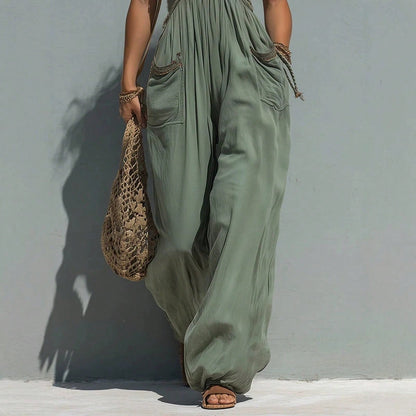 2026 European And American Women's Clothing, Solid Color Strapless Sleeveless Sexy Long Dress, Resort Style Jumpsuit