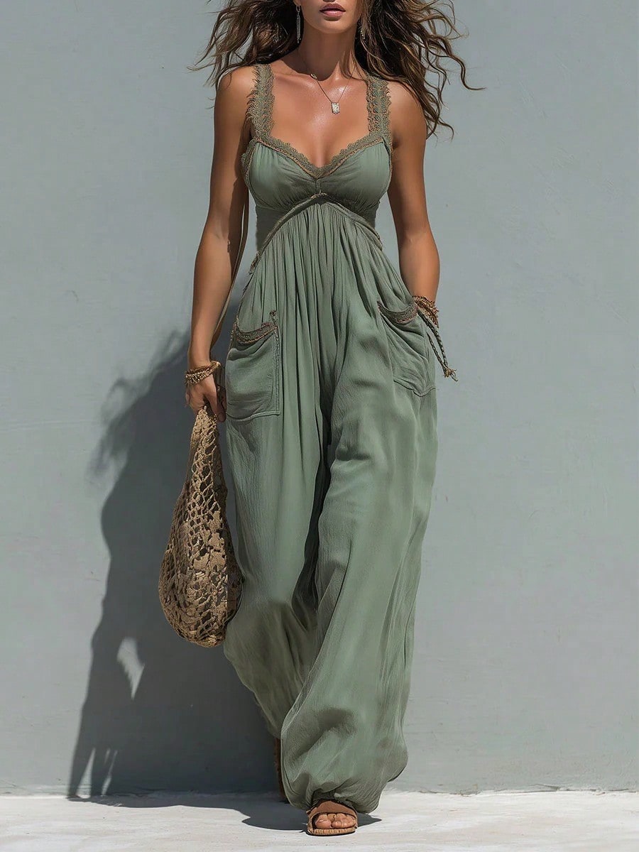 2026 European And American Women's Clothing, Solid Color Strapless Sleeveless Sexy Long Dress, Resort Style Jumpsuit