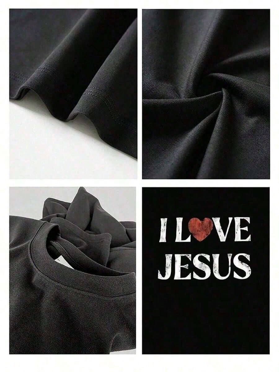 2026 Men's & Women's T-Shirts 100% Cotton I Love Jesus Distressed Graphic Print Perfect For Christian Men Daily Wear Is An Ideal Gift Choice.