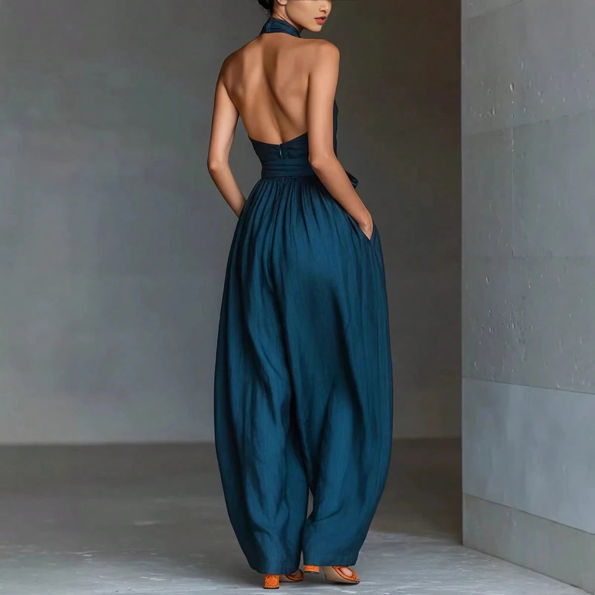 2026 New Cross Cami Jumpsuit Women Tie Waist Wide Leg Casual Romper