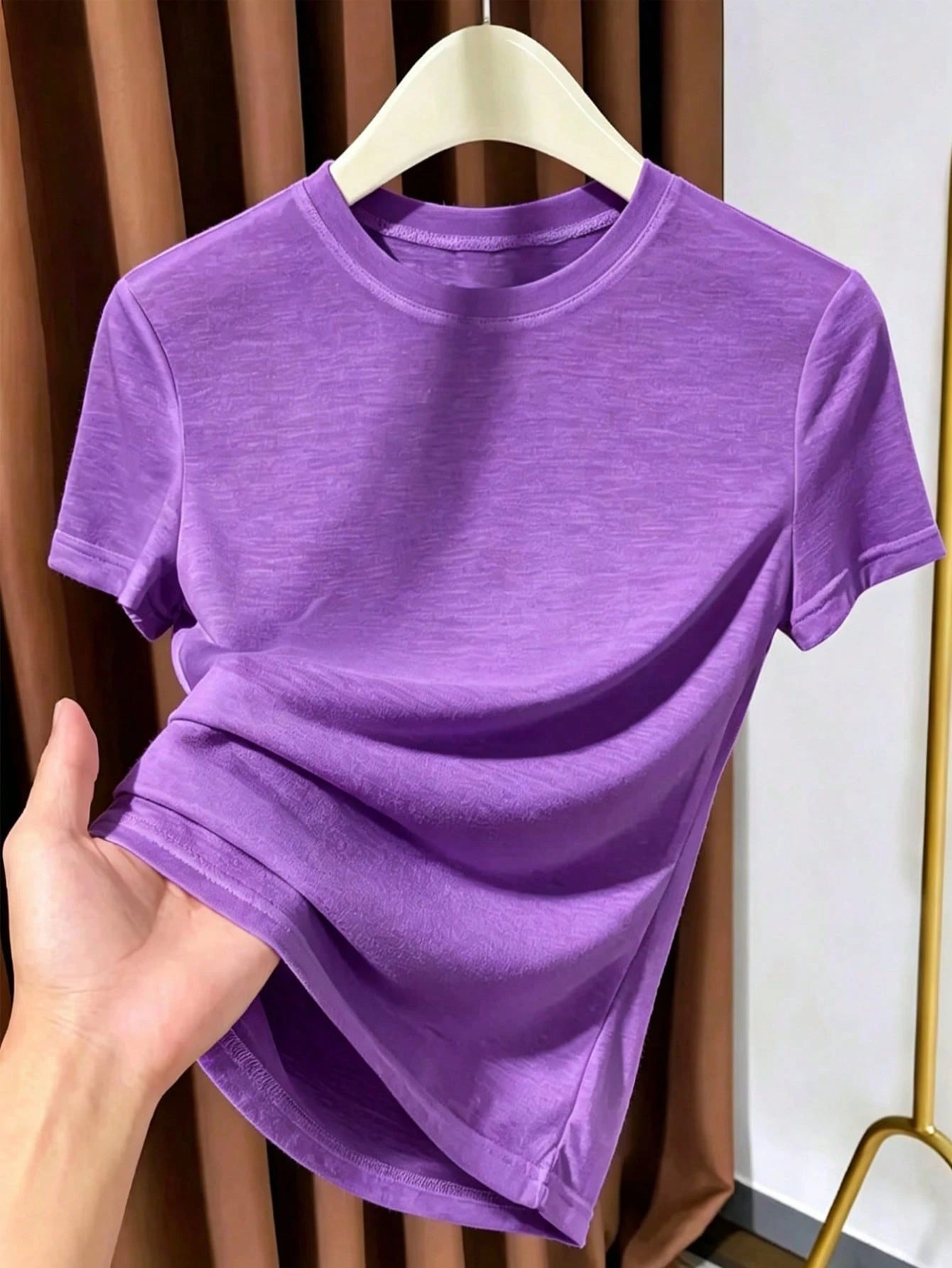 2026 New Knitted Face Mask Short Sleeve Undershirt, Women's Summer Thin Round Neck White T-Shirt Casual