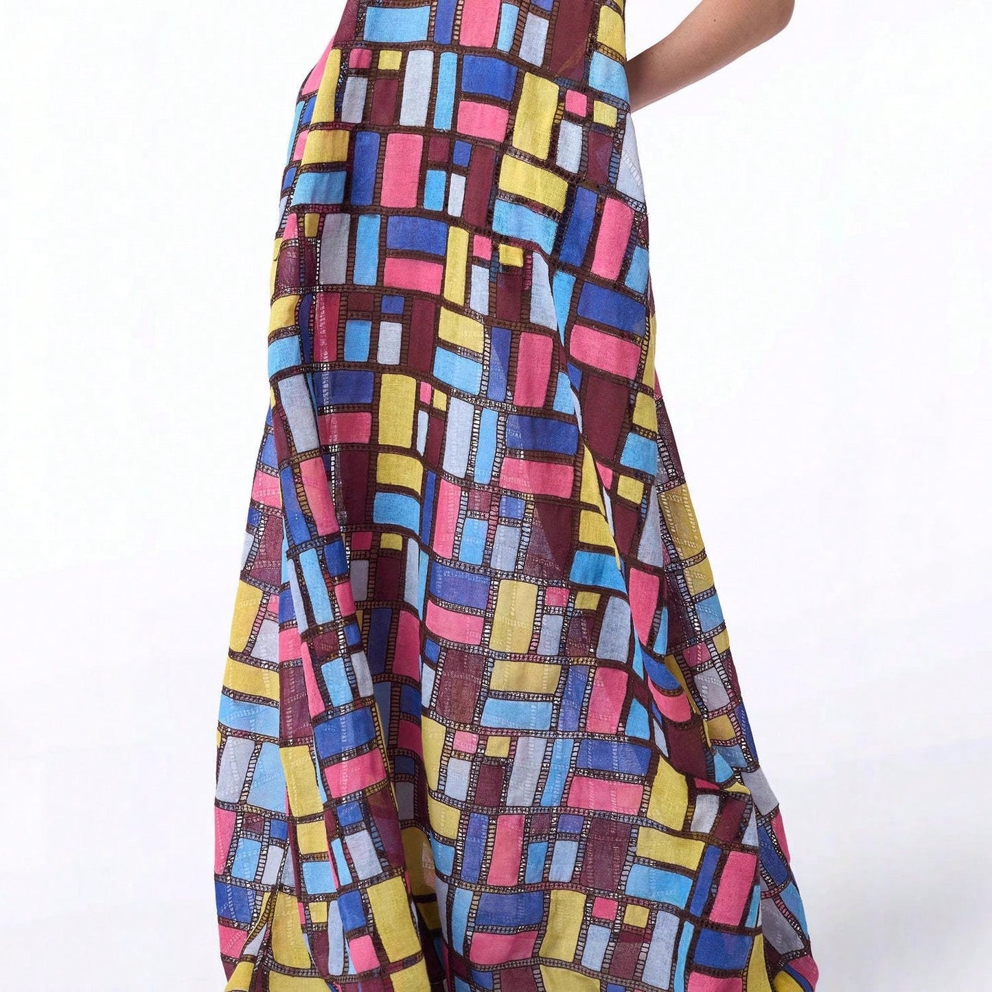 2026 Spring Summer European American Printed Colorful Sleeveless Loose Fit Elegant Long Dress For Women