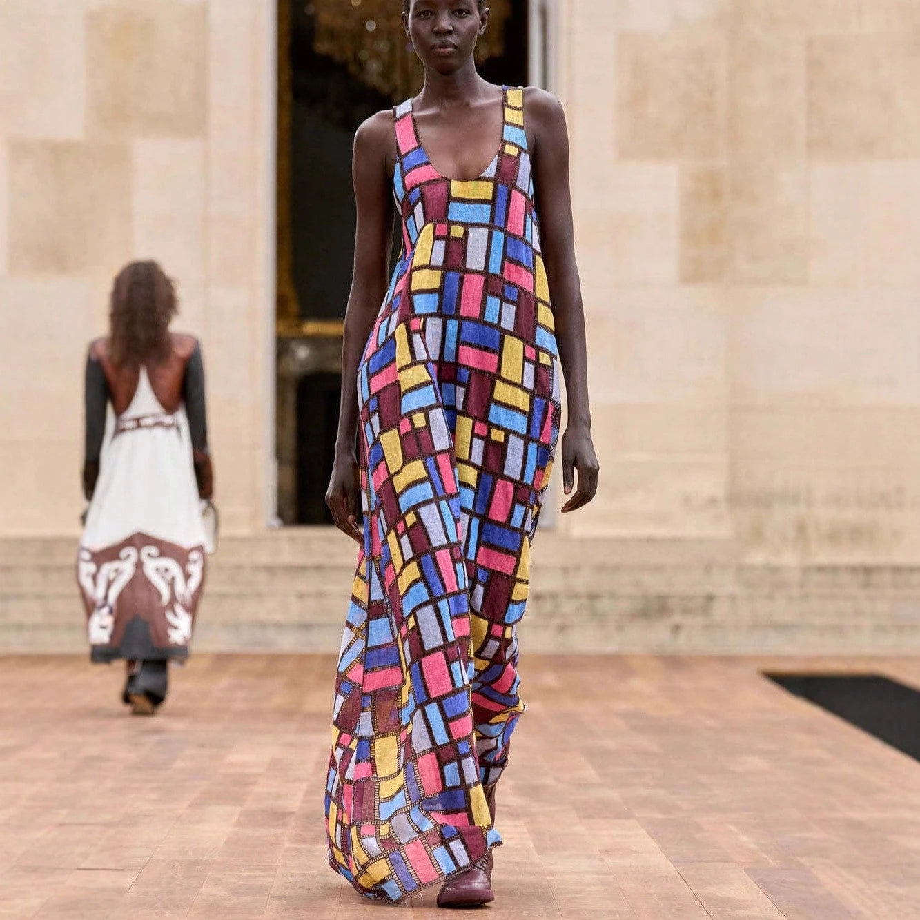 2026 Spring Summer European American Printed Colorful Sleeveless Loose Fit Elegant Long Dress For Women