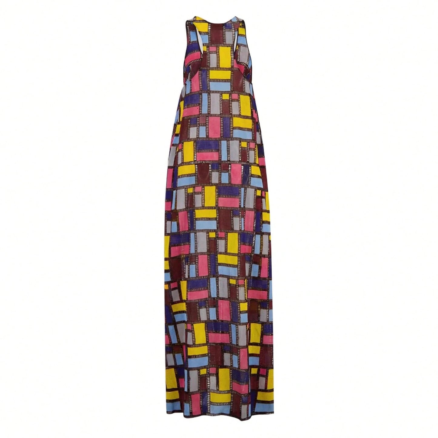 2026 Spring Summer European American Printed Colorful Sleeveless Loose Fit Elegant Long Dress For Women