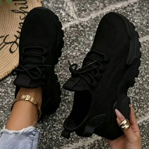 2026 Spring/Summer New Knitted Mesh Chunky Sneakers For Women, Thick Sole Casual Sports Shoes, Versatile White Sneakers, Ins Style
