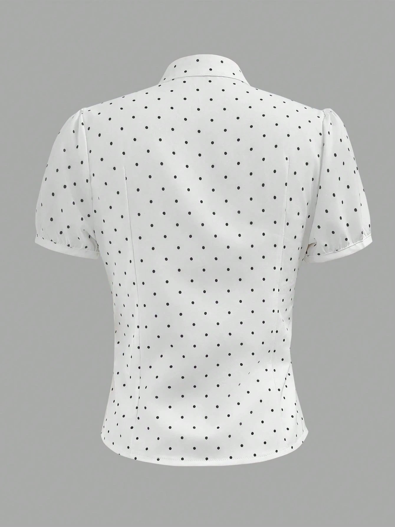 2026 Summer New French Sweet Fashion V-Neck Short Sleeve Blouse With Bow Tie Waist Cinched, Polka Dot Casual Wear For Date, Brunch, Daily White