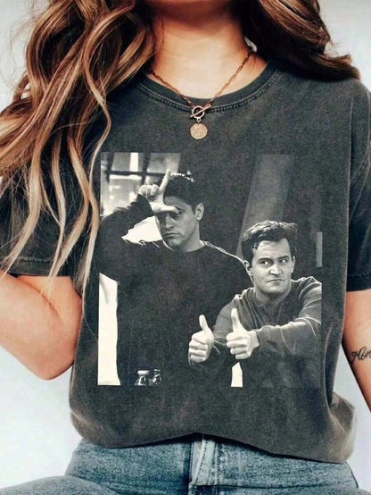 2026 Summer TopsOversized "It's Never Luck" Slogan T-Shirt, Distressed Charcoal Black, Short Sleeve, Heavy Washed Frayed Edges + Vintage Print Crafts