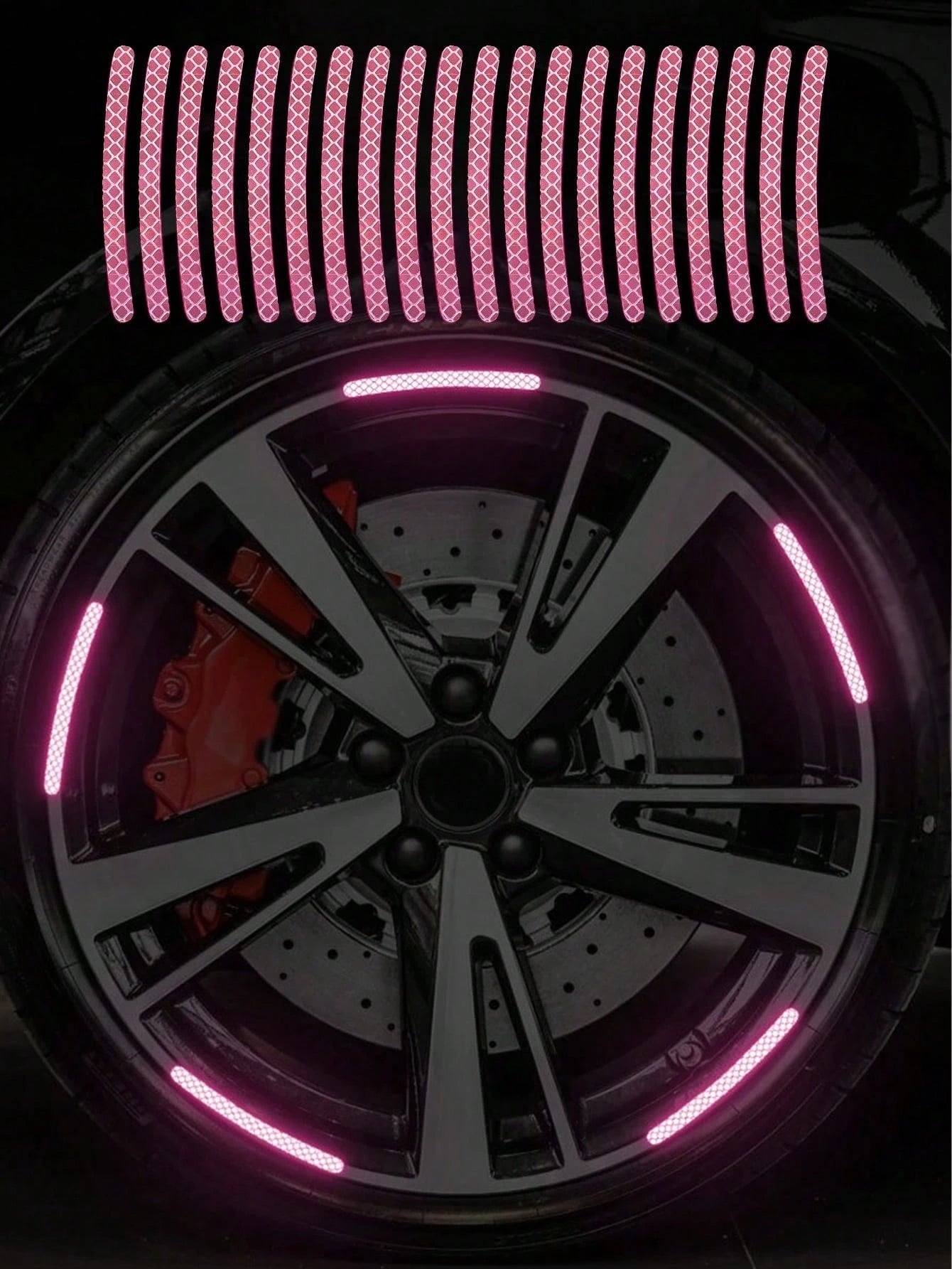 20pcs Car Wheel Reflective Sticker Colorful Luminous Pink Wheel Decoration Stripe Sticker Wheel Decoration Stripe Night Sticker
