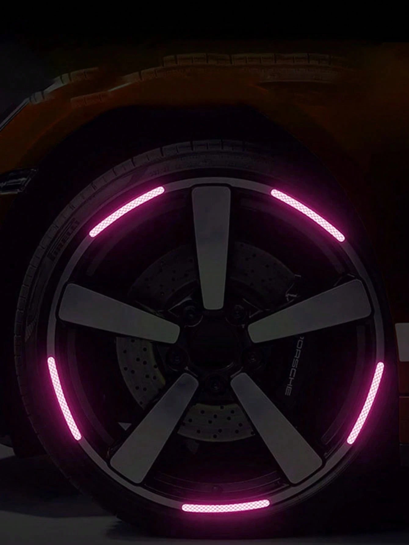 20pcs Car Wheel Reflective Sticker Colorful Luminous Pink Wheel Decoration Stripe Sticker Wheel Decoration Stripe Night Sticker