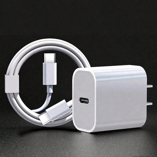 20W Fast Charging Set: USB C Wall Charger + 3.3Ft/100cm USB C To Type C Cable, Compatible With IPhone 17 Pro Max/17 Pro/17/16/15 Pro Max/15 Pro/15 Plus/15, Type-C Devices