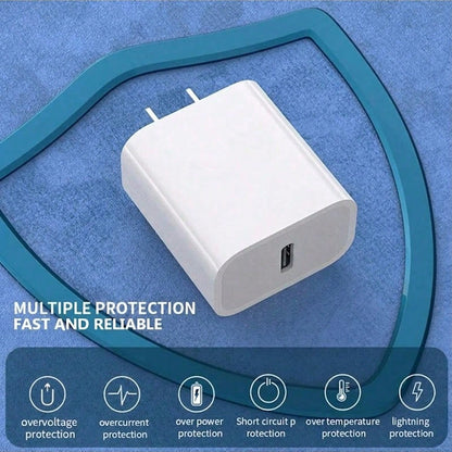 20W Fast Charging Set: USB C Wall Charger + 3.3Ft/100cm USB C To Type C Cable, Compatible With IPhone 17 Pro Max/17 Pro/17/16/15 Pro Max/15 Pro/15 Plus/15, Type-C Devices