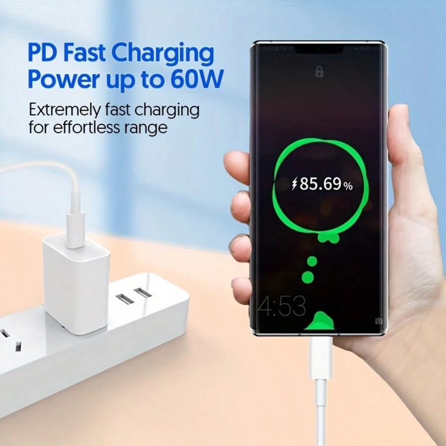 20W Fast Charging Set: USB C Wall Charger + 3.3Ft/100cm USB C To Type C Cable, Compatible With IPhone 17 Pro Max/17 Pro/17/16/15 Pro Max/15 Pro/15 Plus/15, Type-C Devices