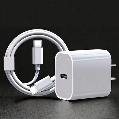 20W Fast Charging Set: USB C Wall Charger + 3.3Ft/100cm USB C To Type C Cable, Compatible With IPhone 17 Pro Max/17 Pro/17/16/15 Pro Max/15 Pro/15 Plus/15, Type-C Devices