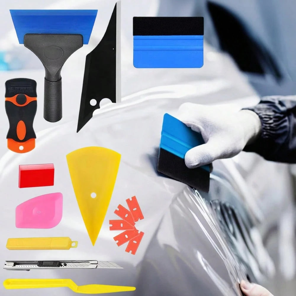 24 Pcs Window Tint Kit, Vinyl Wrap Tool Kit- Professional Window Tint Tools & Squeegee For Vinyl- Complete Car Wrap Kit For Car Wrap, Stained Glass Window Film, Wallpaper, Water Blades Tool
